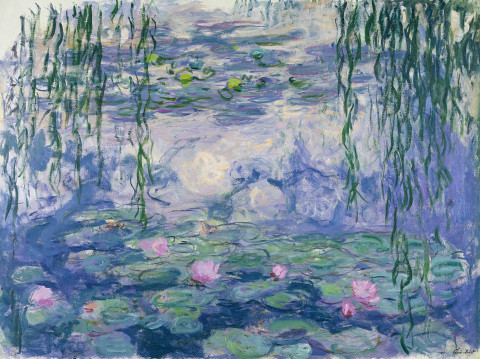 Claude Monet (1840-1926), Waterlelies, 1916-1919, olieverf op doek, 150 x 197 cm, Musée Marmottan. Claude Monet (1840-1926), Waterlelies, 1916-1919, olieverf op doek, 150 x 197 cm, Musée Marmottan.