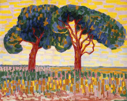 Jacoba van Heemskerck, Twee bomen, 1910, olieverf op doek, 70x88 cm. Collectie Gemeentmemuseum Den Haag Persbeeld tentoonstelling Jacoba van Heemskerck
